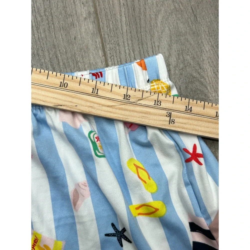 Kate Spade Womens Cabana Blue White Stripe Summer Beach Print Pajama Set Size S